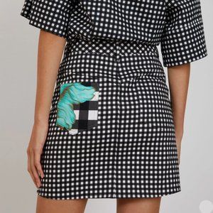 Gingham Camellia Jean Skirt | THE KIT | Size M